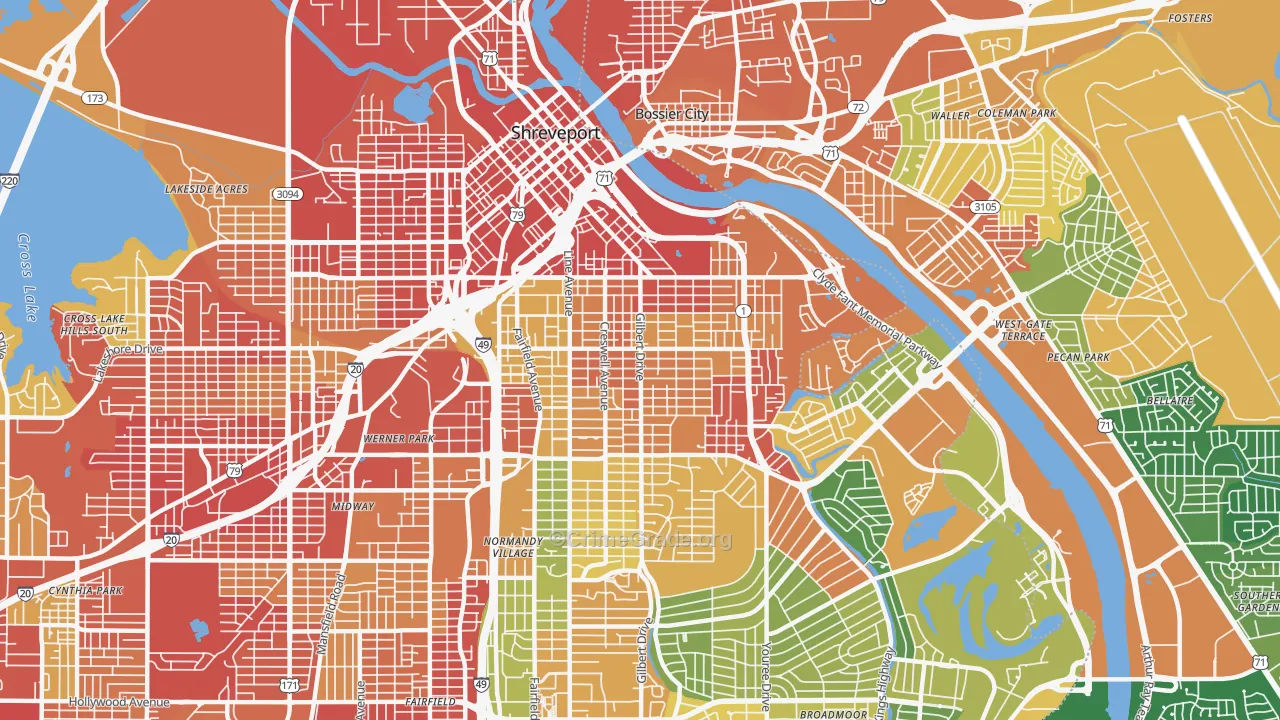 Highland-Stoner Hill, Shreveport, LA Map of Vandalism Rates