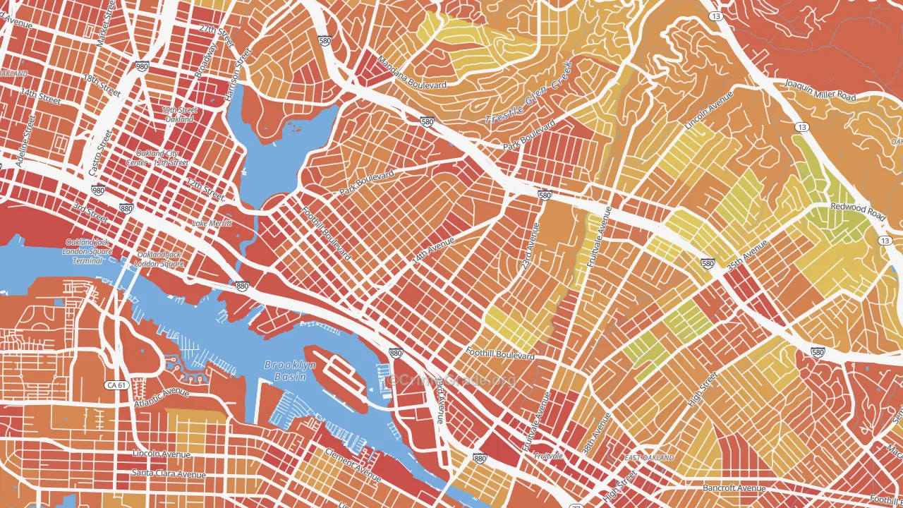 Highland Terrace, Oakland, CA Map of Vandalism Rates