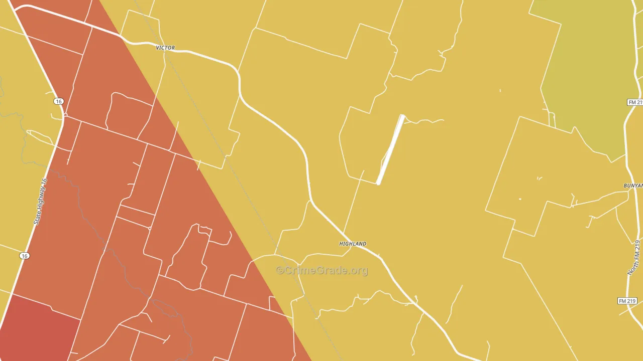 Highland, TX Map of Vandalism Rates