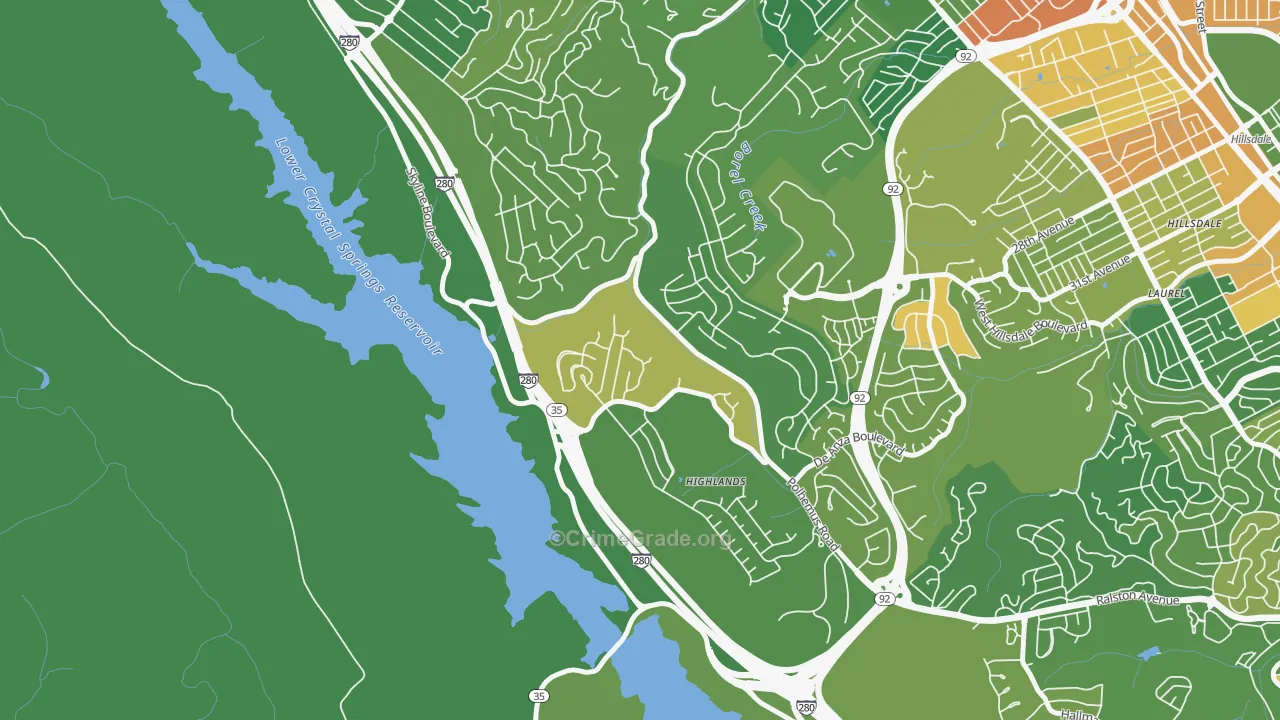 Highlands-Baywood Park, CA Map of Vandalism Rates