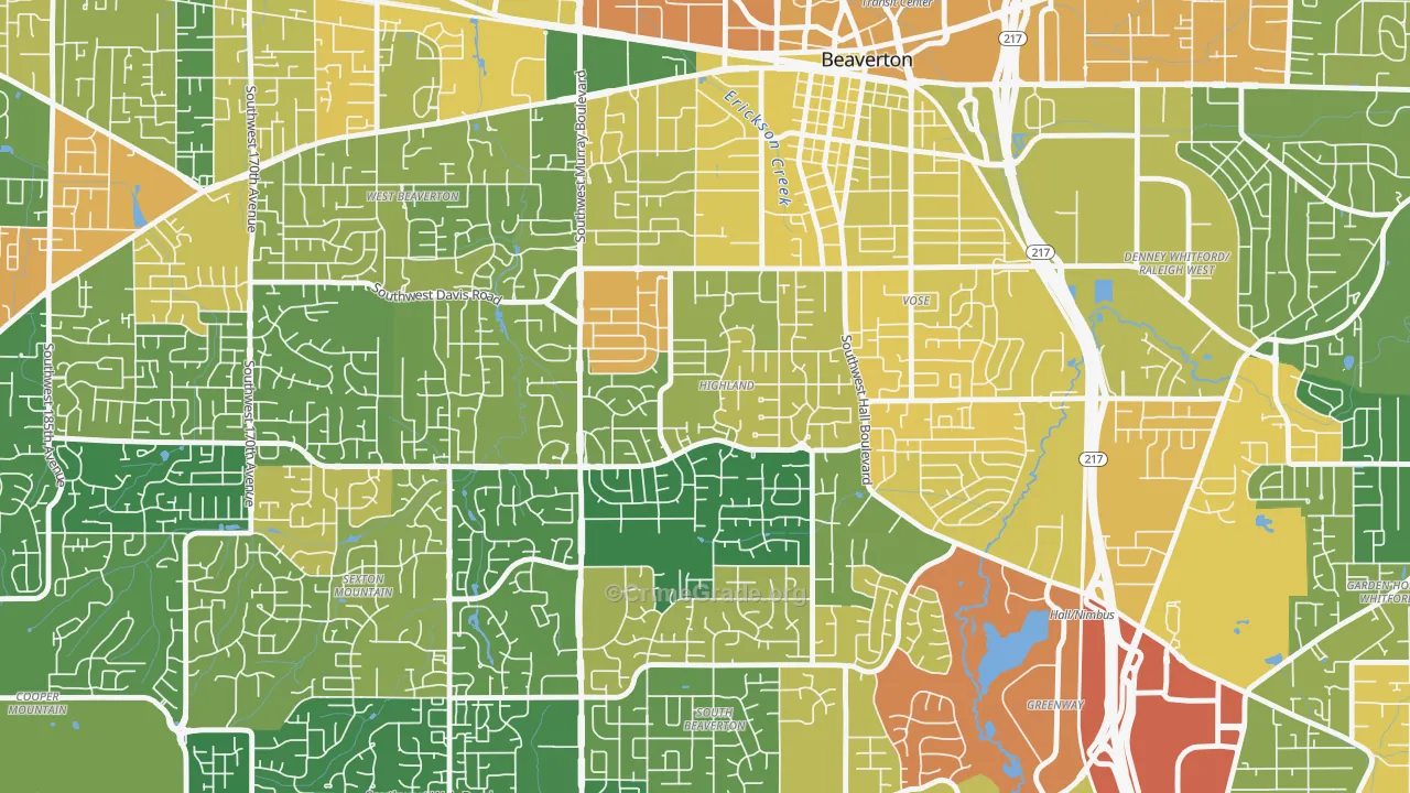 Highlands, Beaverton, OR Map of Vandalism Rates