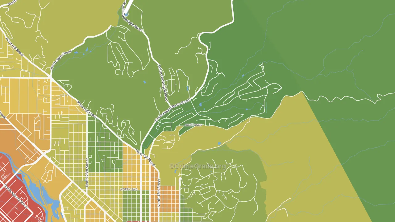 Highlands, Boise, ID Map of Vandalism Rates