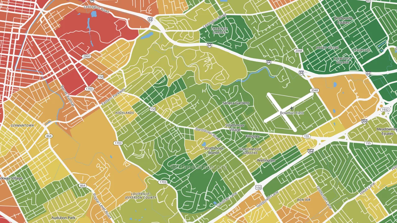 Highlands Douglass, Louisville, KY Map of Vandalism Rates
