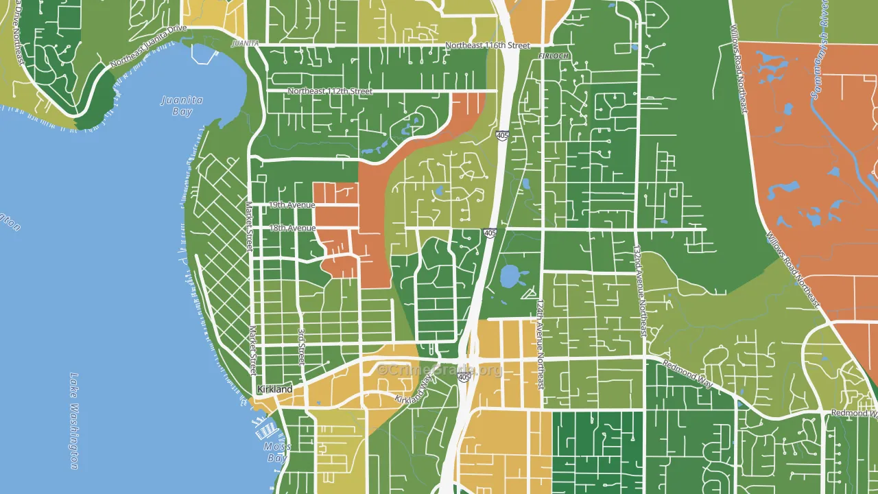 Highlands-Kirkland, Kirkland, WA Map of Vandalism Rates