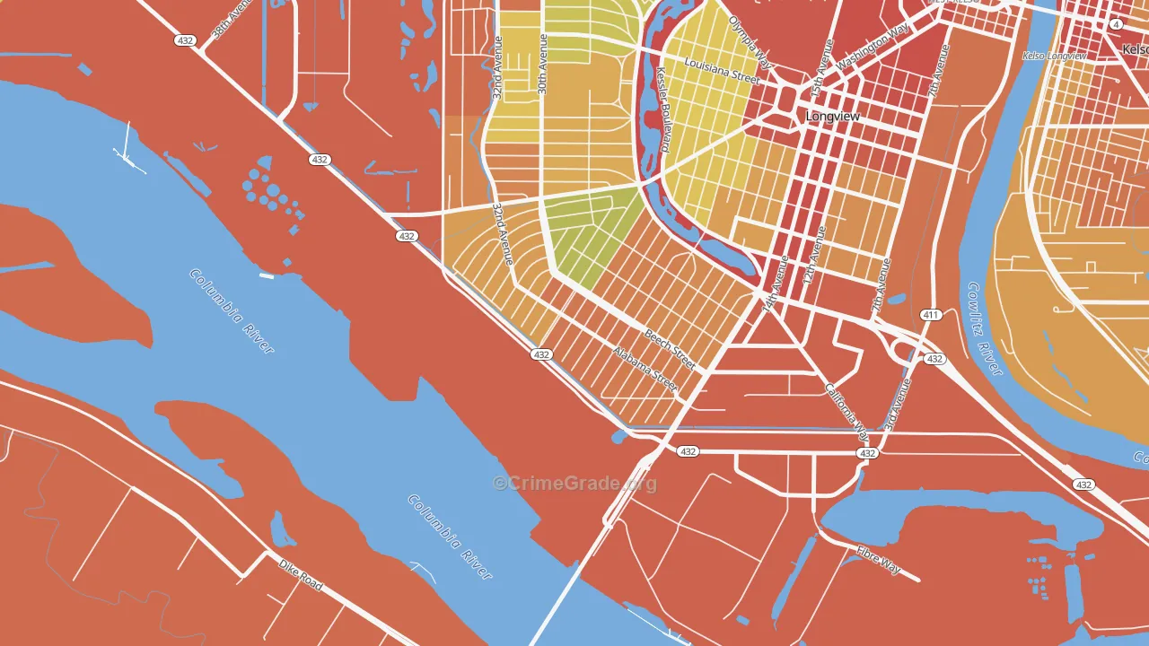 Highlands, Longview, WA Map of Vandalism Rates