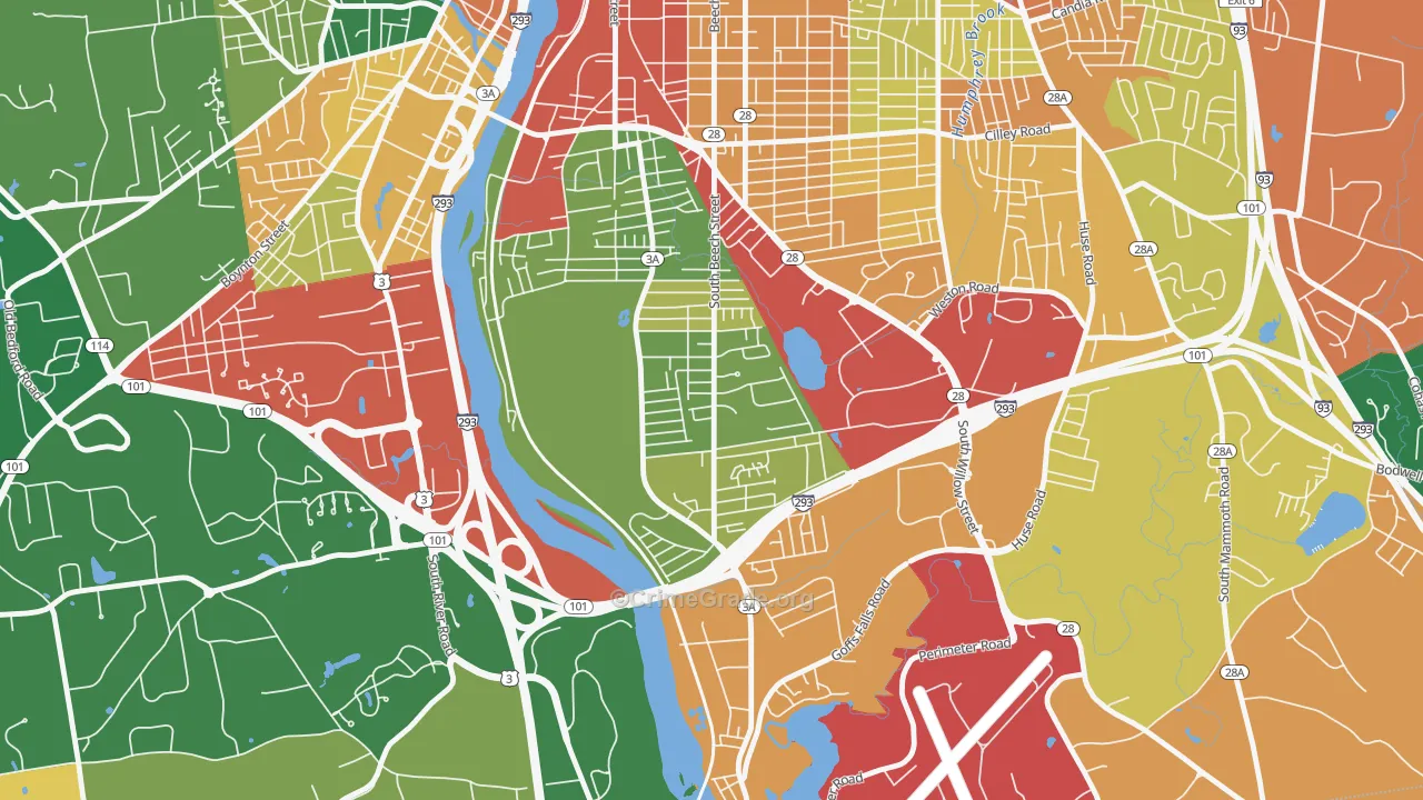 Highlands, Manchester, NH Map of Vandalism Rates