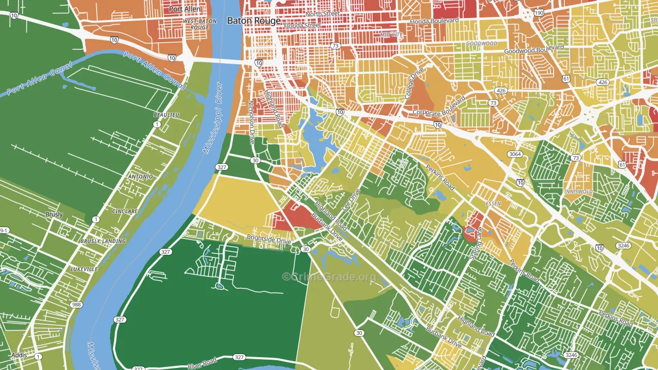 Highlands-Perkins, Baton Rouge, LA Map of Vandalism Rates