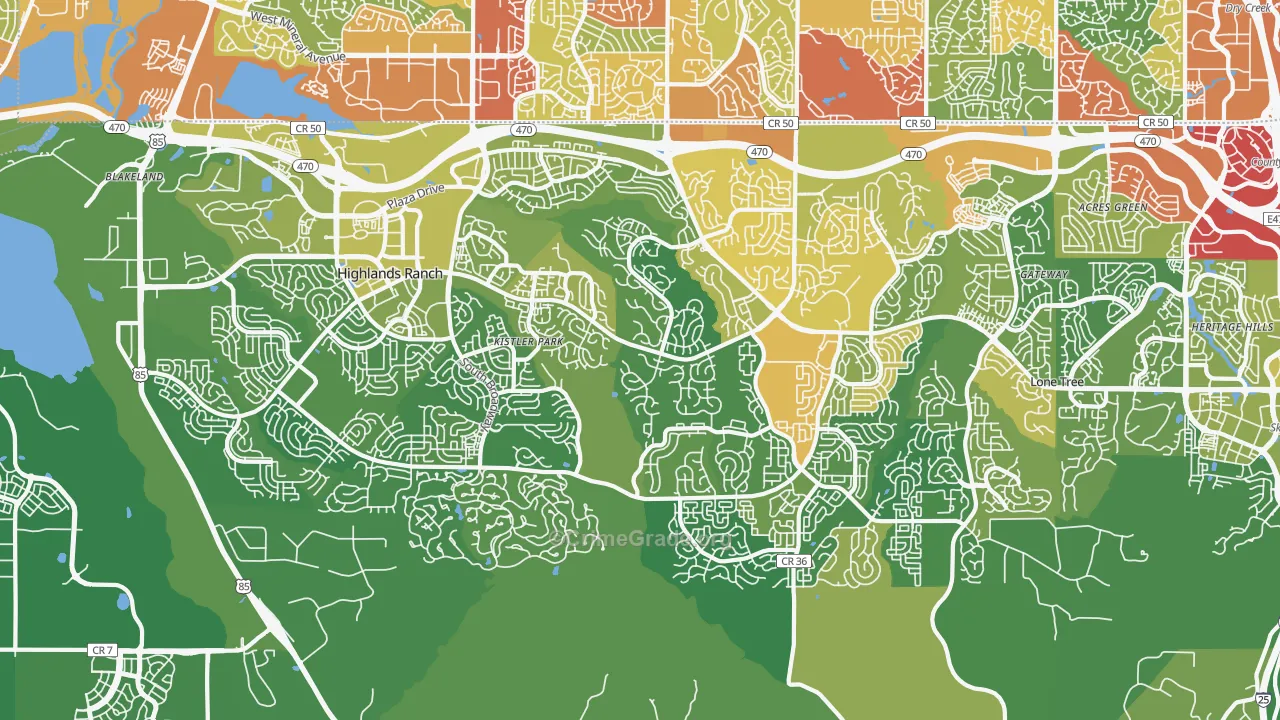 Highlands Ranch, CO Map of Vandalism Rates