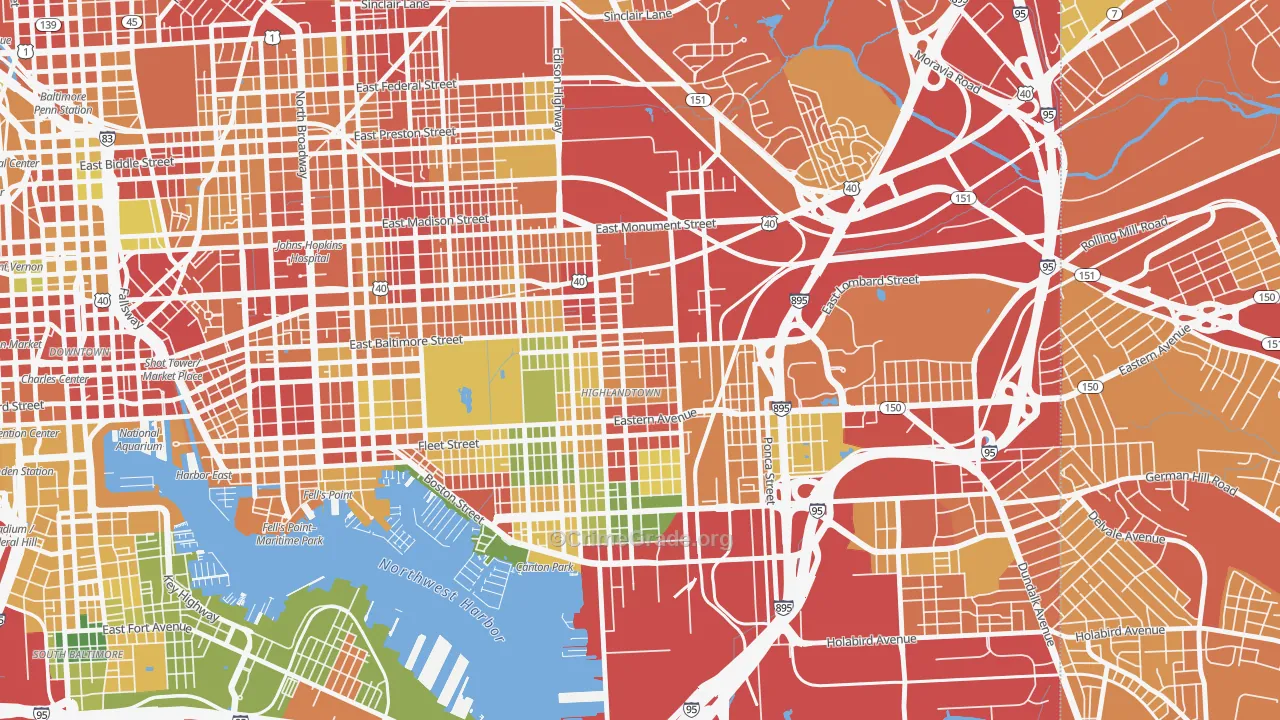 Highlandtown, Baltimore, MD Map of Vandalism Rates