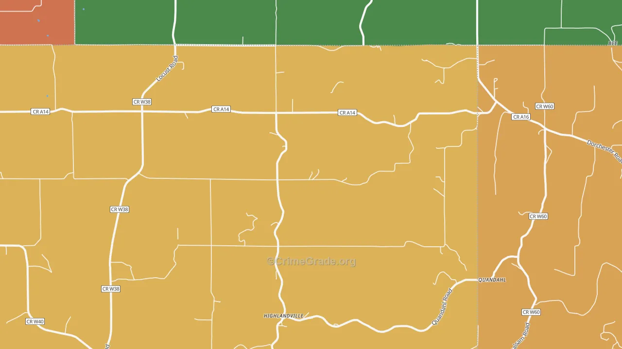 Highlandville, IA Map of Vandalism Rates