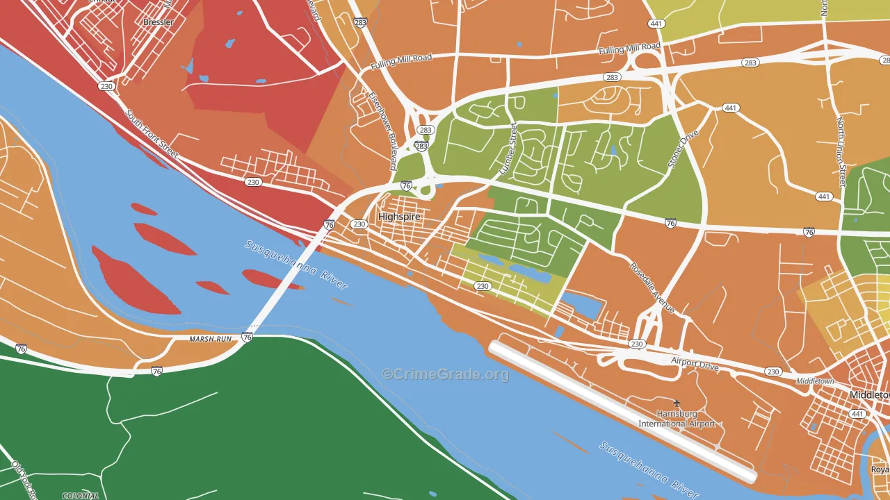 Highspire, PA Map of Vandalism Rates