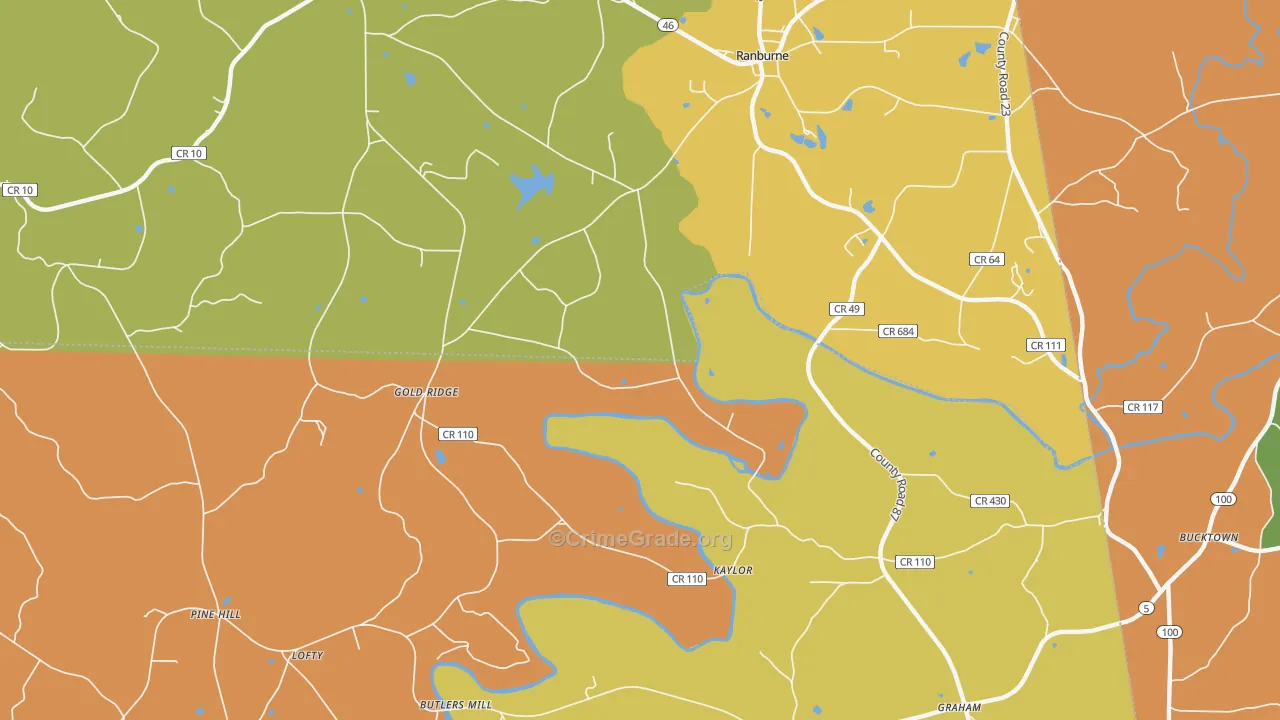 Hightower, AL Map of Vandalism Rates