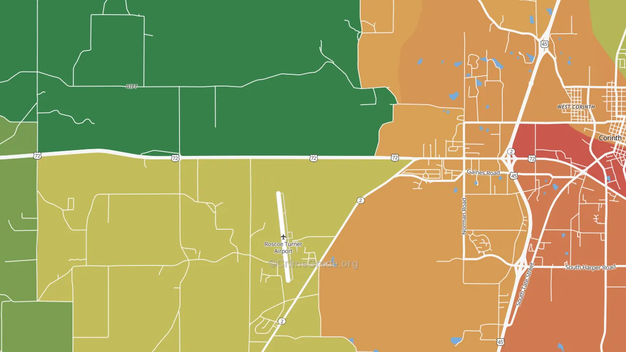 Hightown, MS Map of Vandalism Rates