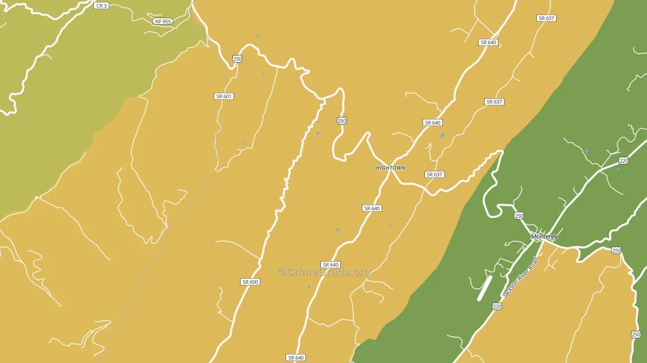 Hightown, VA Map of Vandalism Rates