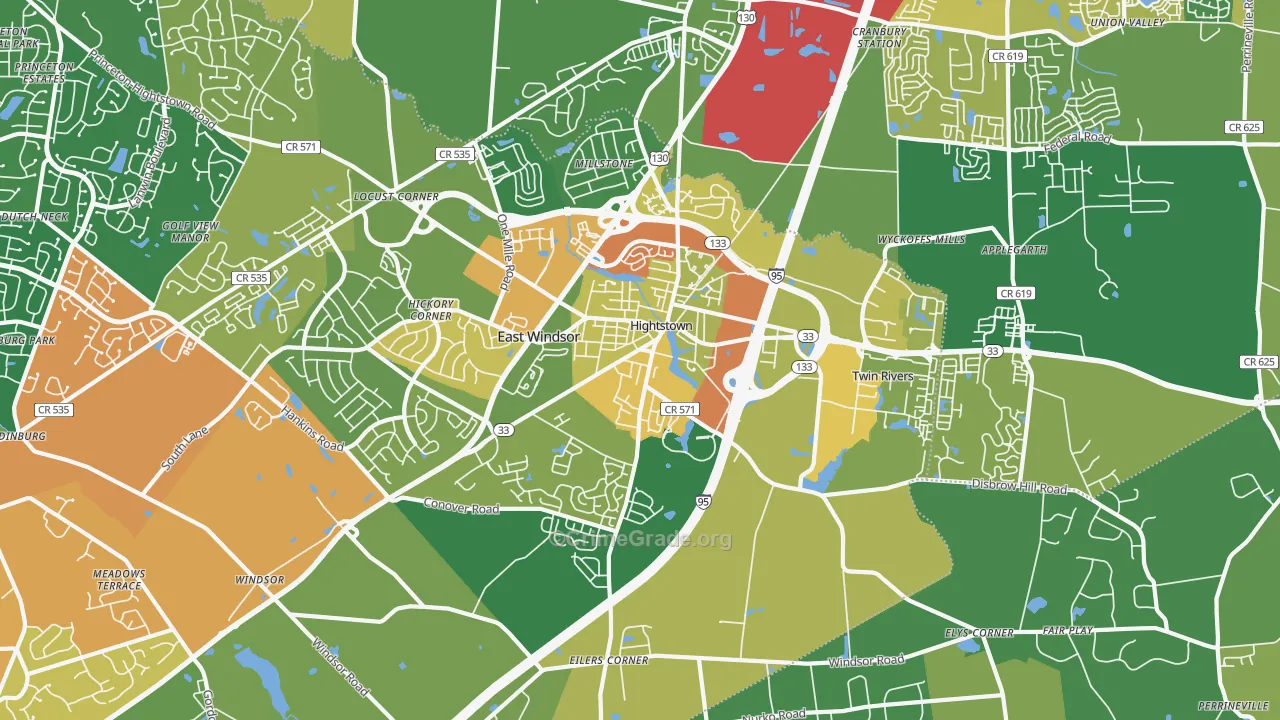 Hightstown, NJ Map of Vandalism Rates