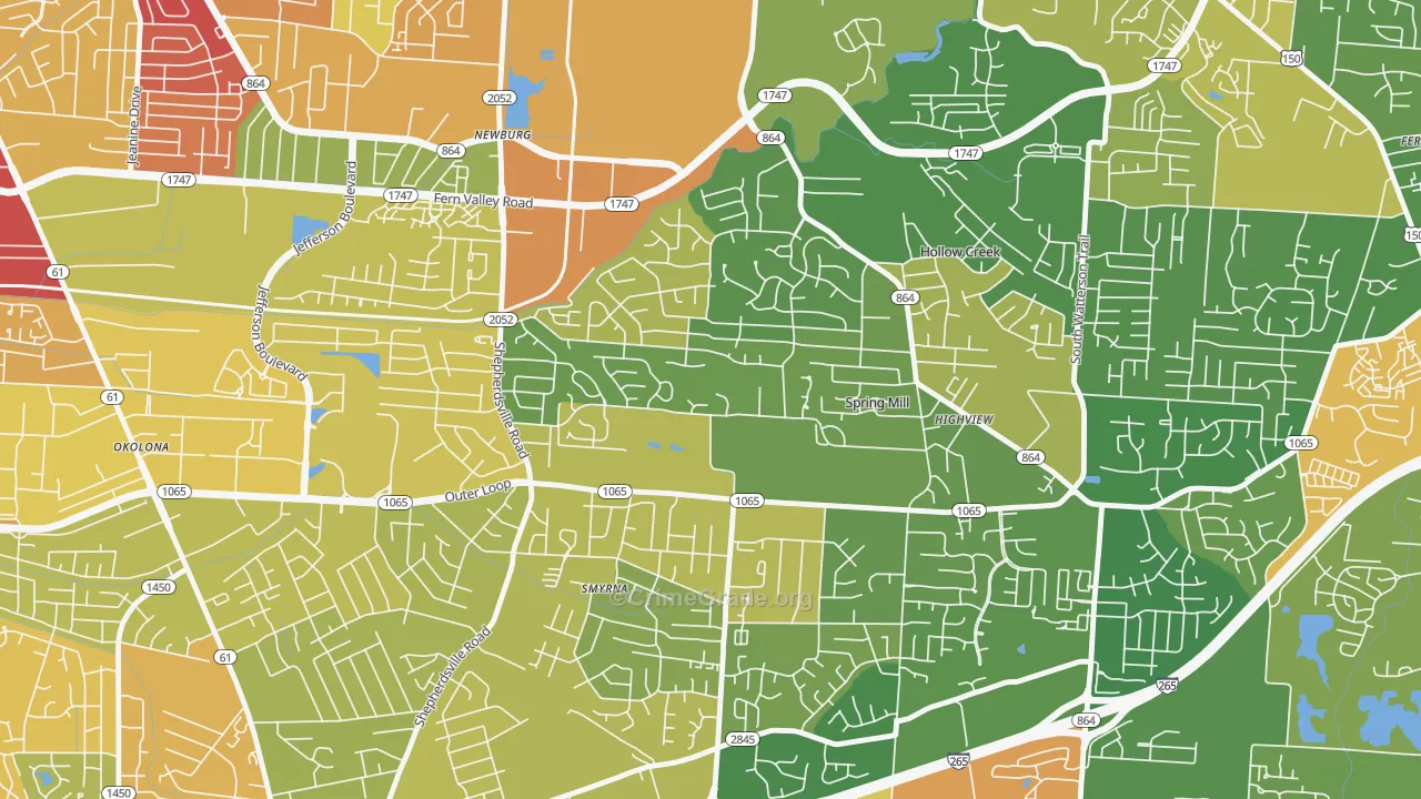 Highview, Louisville, KY Map of Vandalism Rates