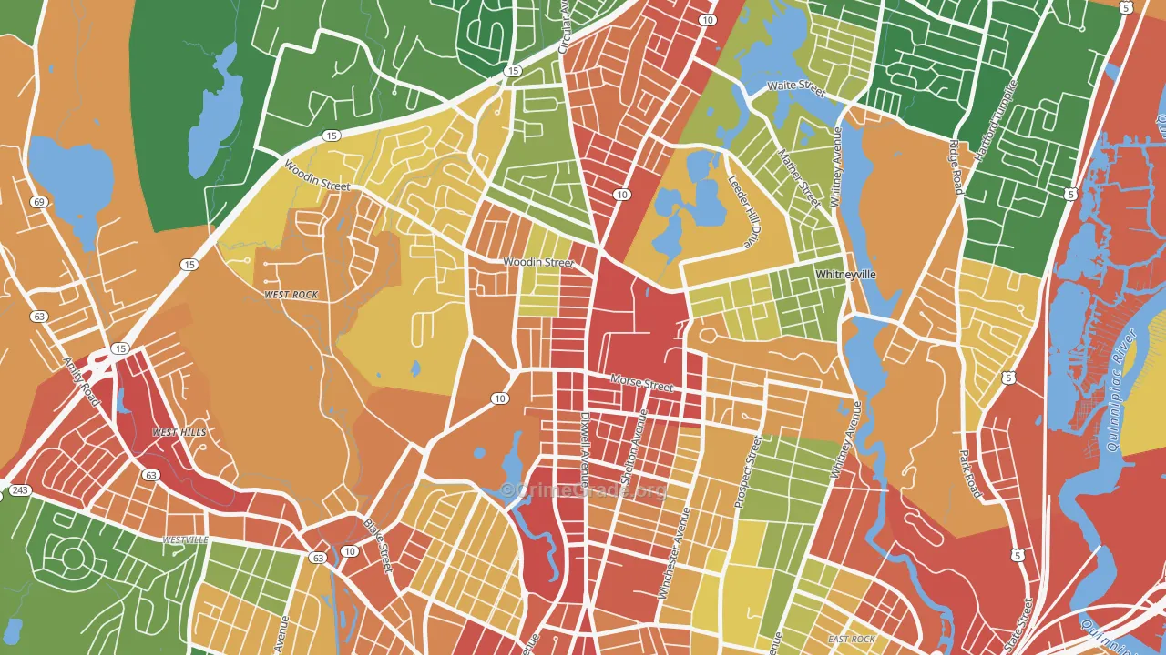 Highwood, Hamden, CT Map of Vandalism Rates