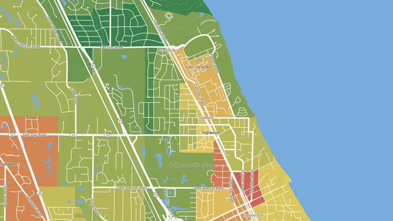 Highwood, IL Map of Vandalism Rates
