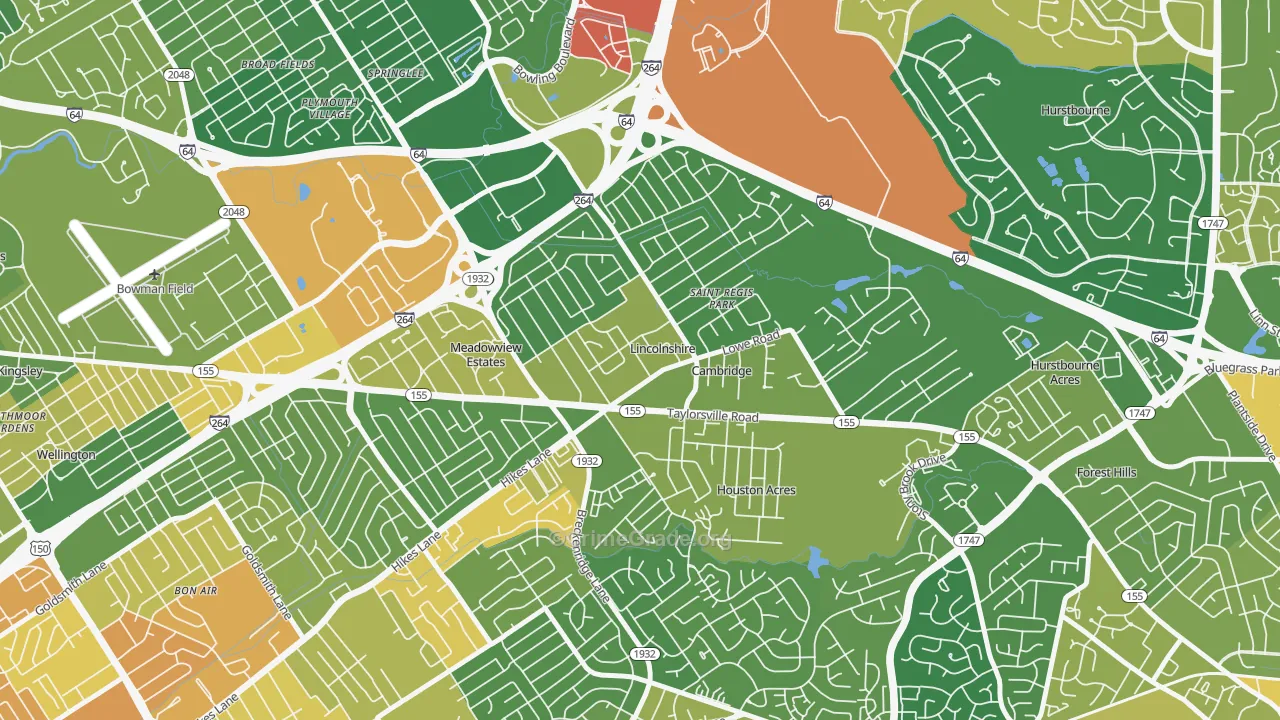 Hikes Point, Louisville, KY Map of Vandalism Rates