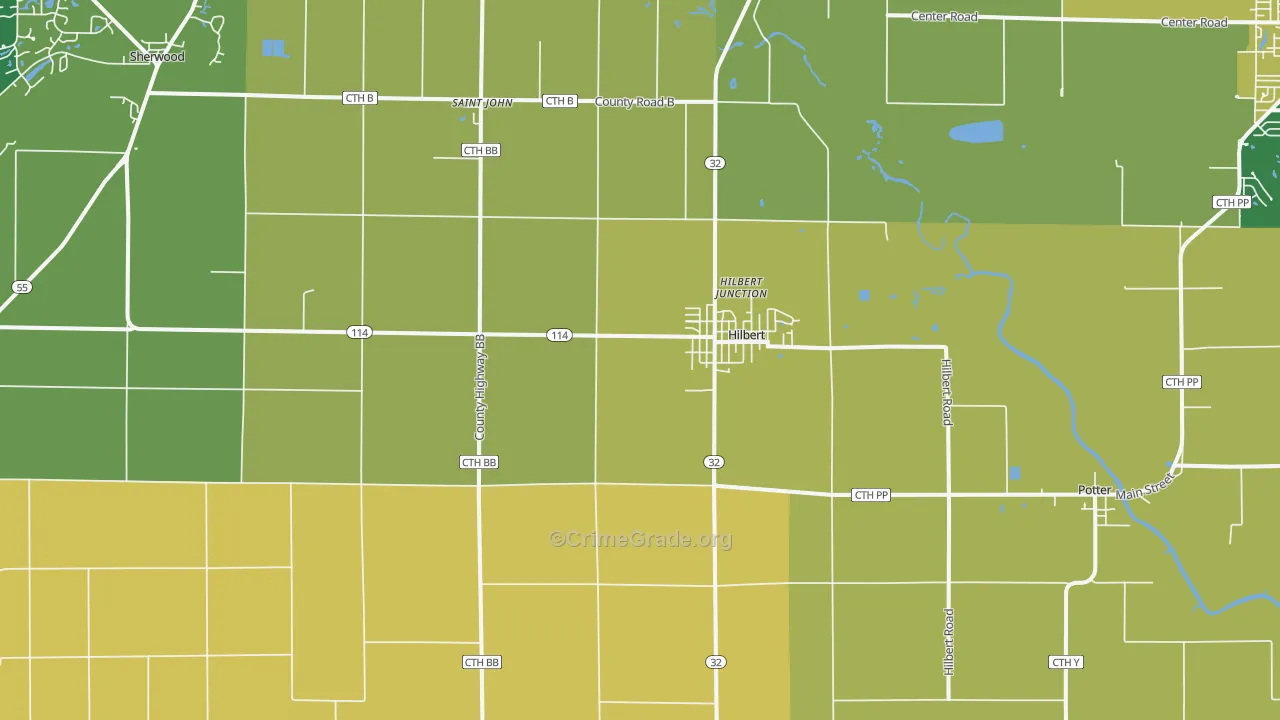 Hilbert, WI Map of Vandalism Rates