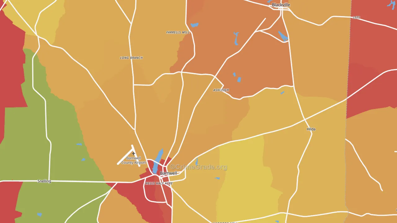Hilda, SC Map of Vandalism Rates