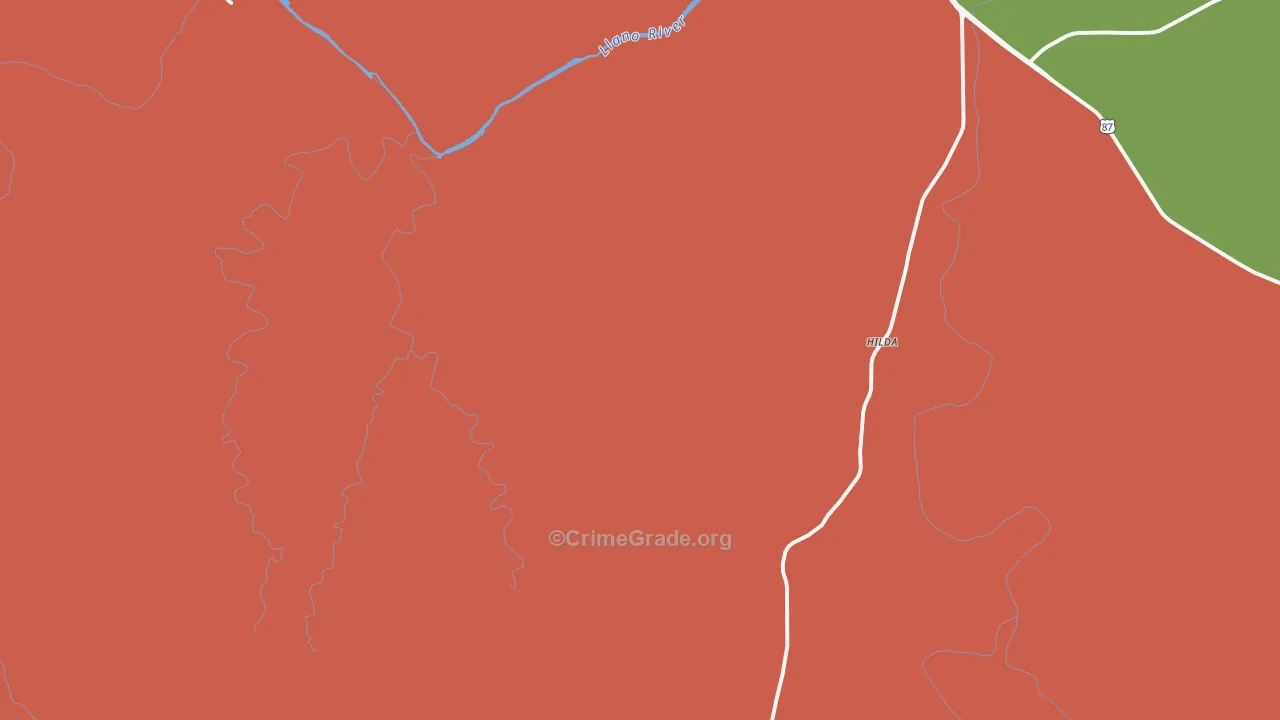 Hilda, TX Map of Vandalism Rates