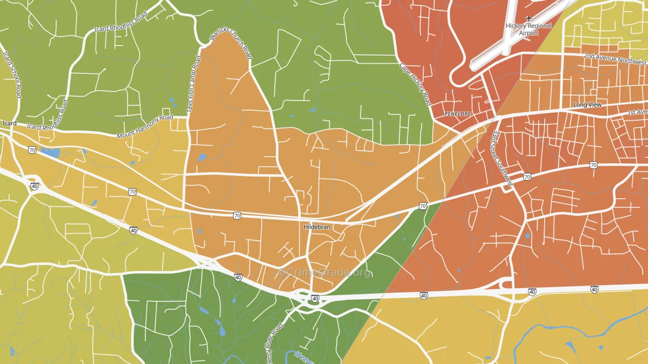 Hildebran, NC Map of Vandalism Rates