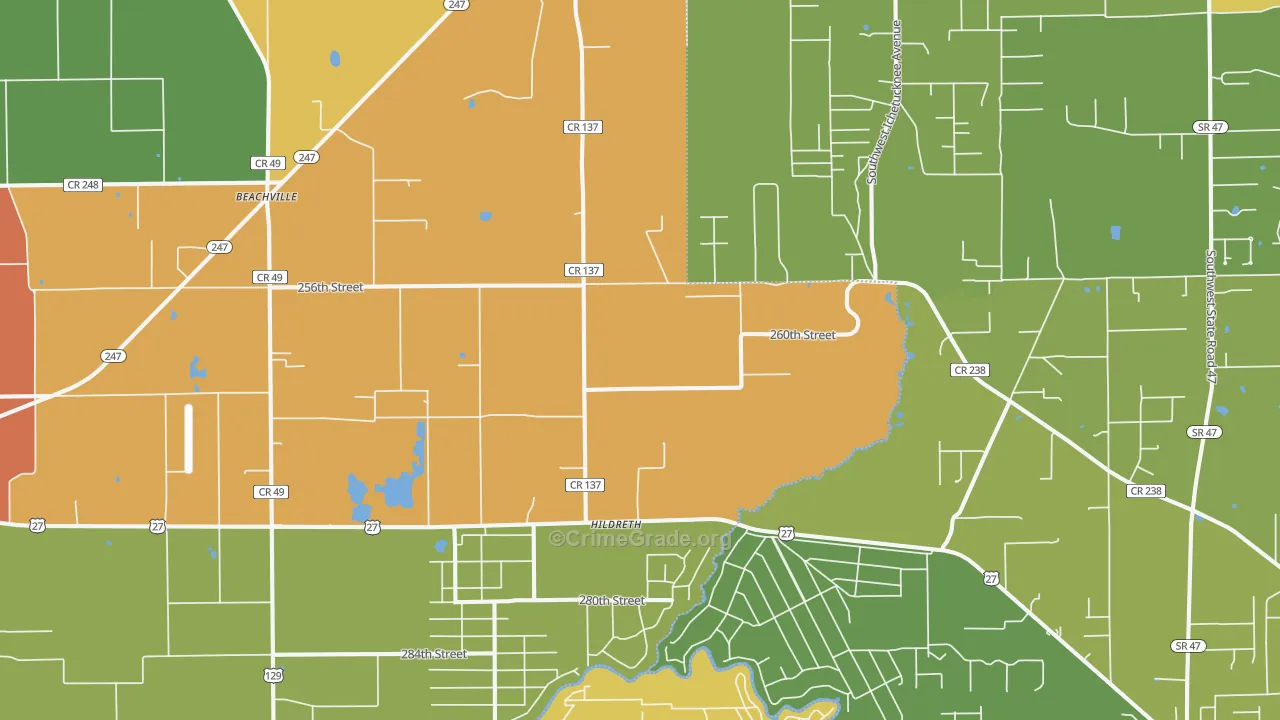 Hildreth, FL Map of Vandalism Rates