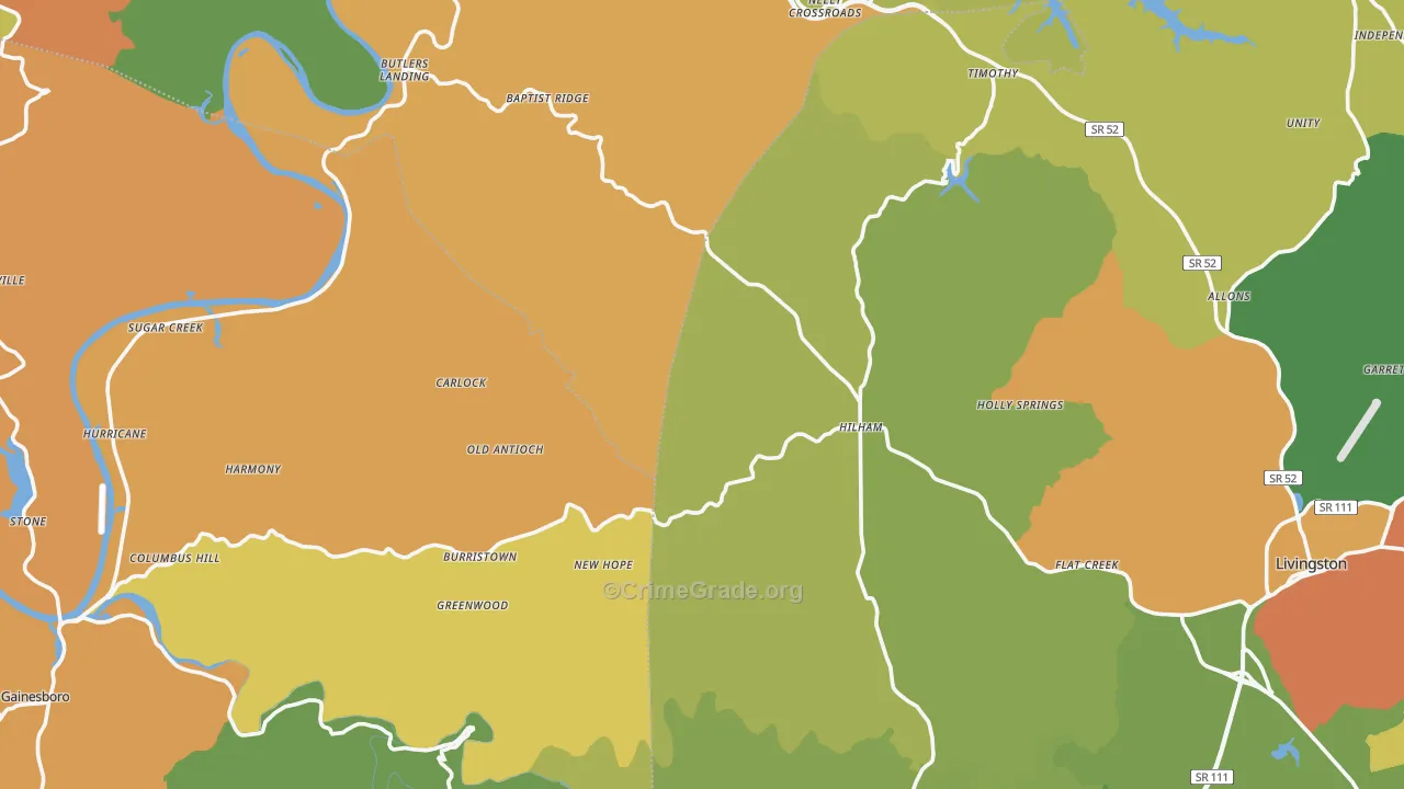 Hilham, TN Map of Vandalism Rates