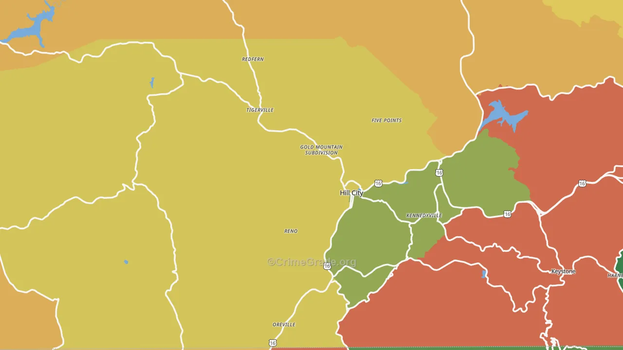Hill City, SD Map of Vandalism Rates