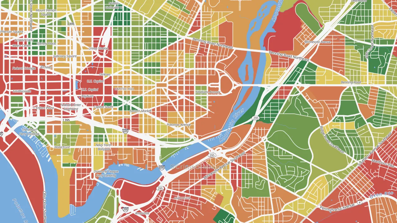 Hill East, Washington, DC Map of Vandalism Rates