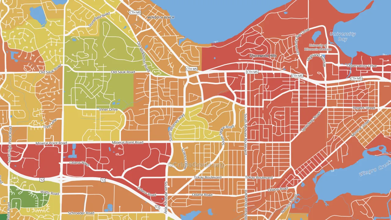 Hill Farms-University Neighborh, Madison, WI Map of Vandalism Rates