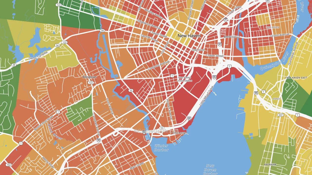 Hill, New Haven, CT Map of Vandalism Rates