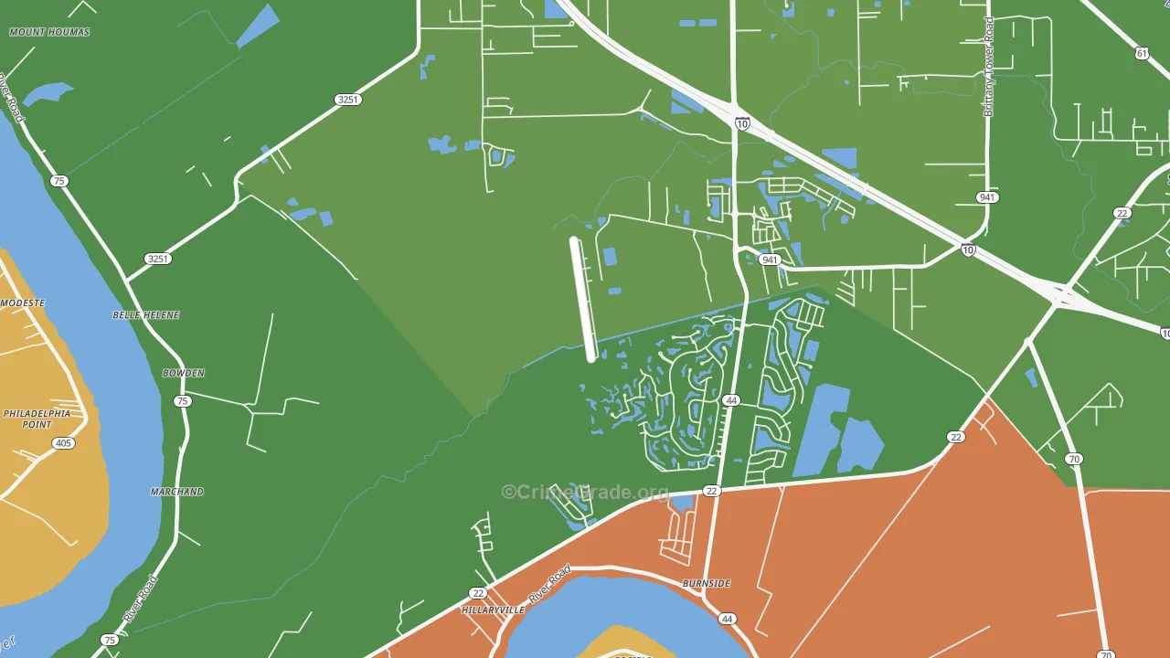 Hillaryville, LA Map of Vandalism Rates