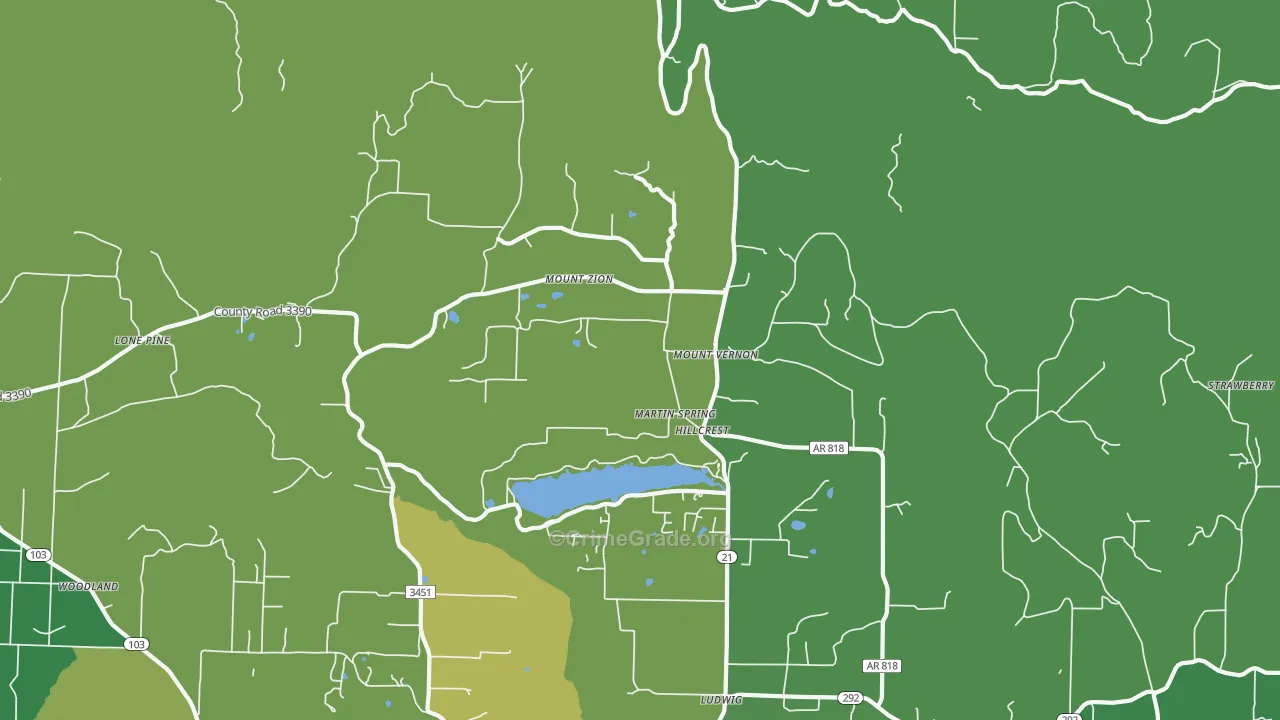 Hillcrest, AR Map of Vandalism Rates