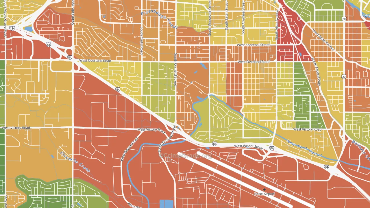 Hillcrest, Boise, ID Map of Vandalism Rates
