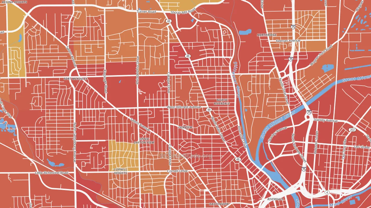 Hillcrest, Dayton, OH Map of Vandalism Rates
