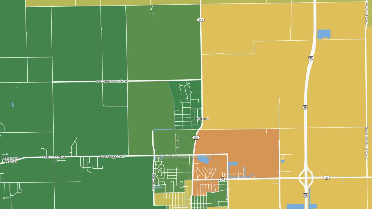 Hillcrest, IL Map of Vandalism Rates