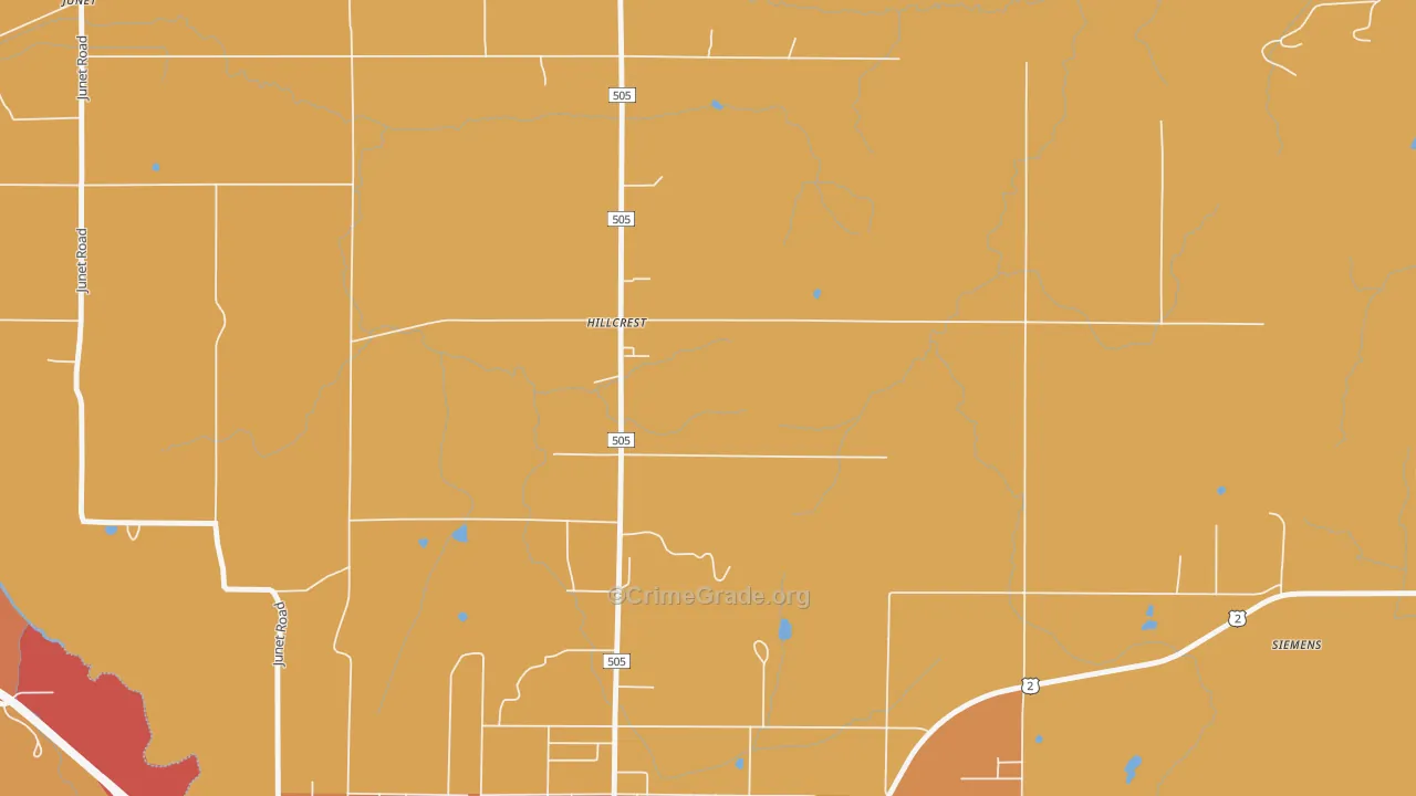 Hillcrest, MI Map of Vandalism Rates