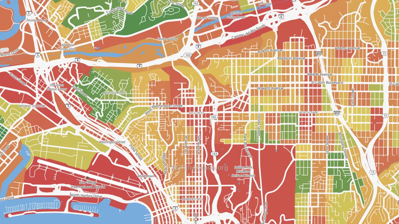 Hillcrest, San Diego, CA Map of Vandalism Rates