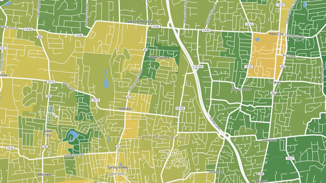 Hillcrest, Spring Valley, NY Map of Vandalism Rates