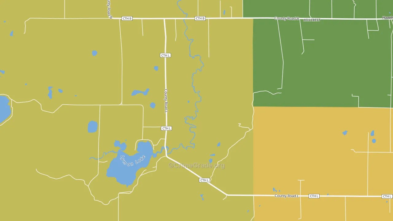 Hillcrest, WI Map of Vandalism Rates