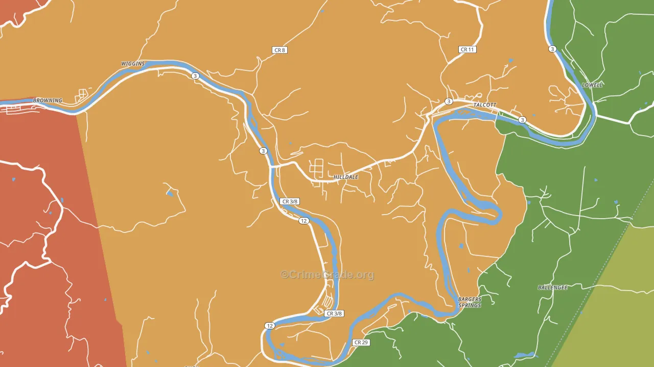 Hilldale, WV Map of Vandalism Rates