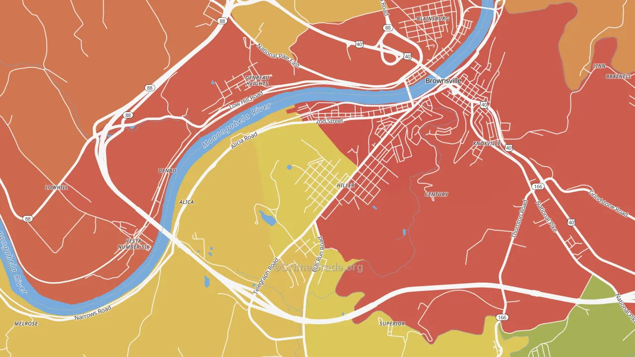 Hiller, PA Map of Vandalism Rates