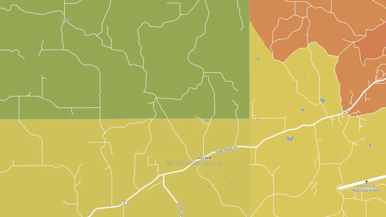 Hillham, IN Map of Vandalism Rates