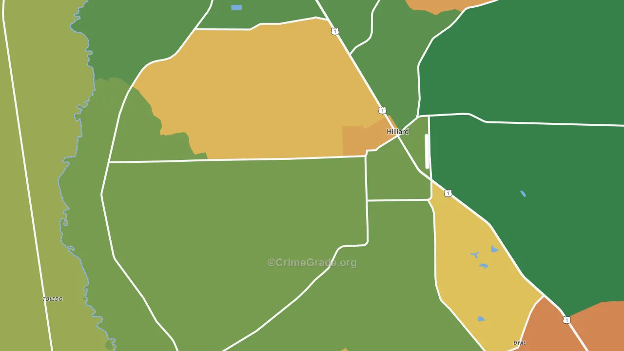 Hilliard, FL Map of Vandalism Rates