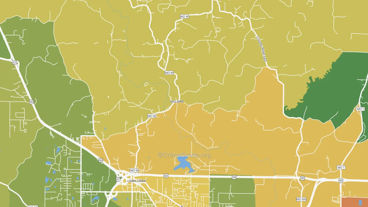 Hilliard, MO Map of Vandalism Rates