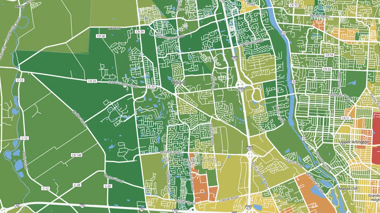 Hilliard, OH Map of Vandalism Rates