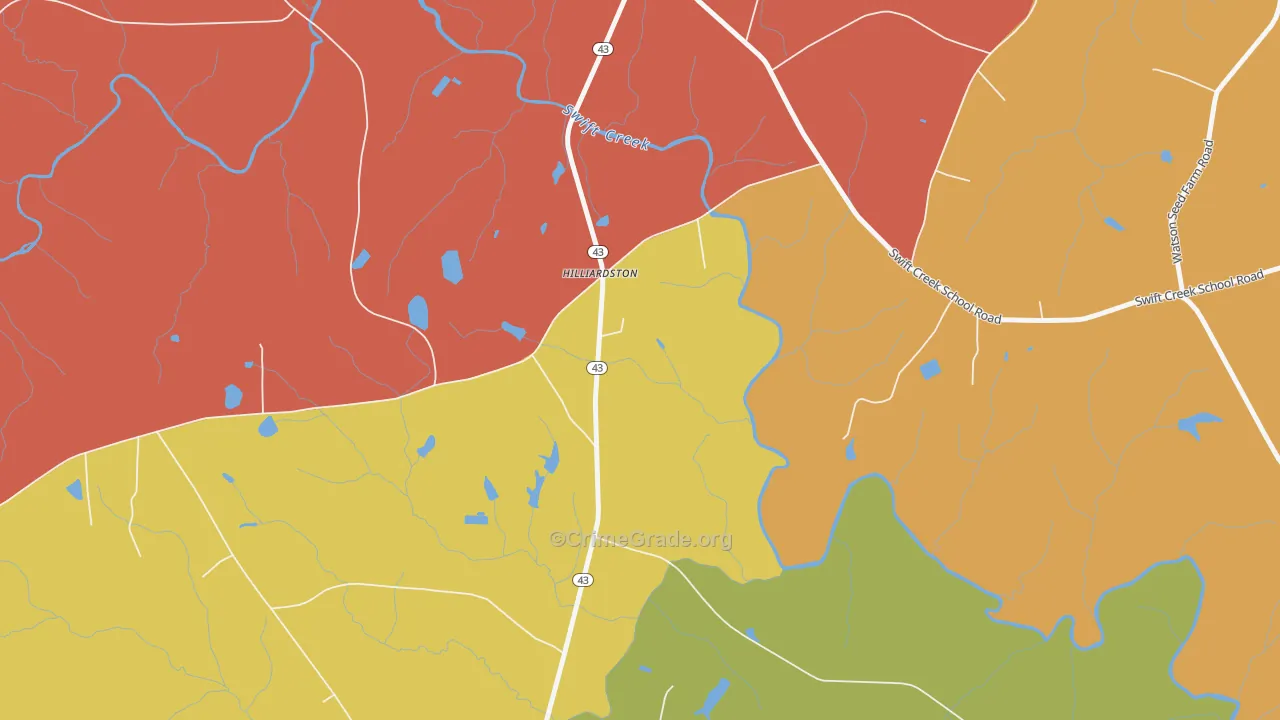 Hilliardston, NC Map of Vandalism Rates