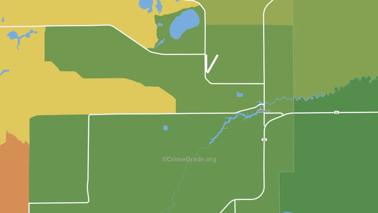 Hillman, MI Map of Vandalism Rates
